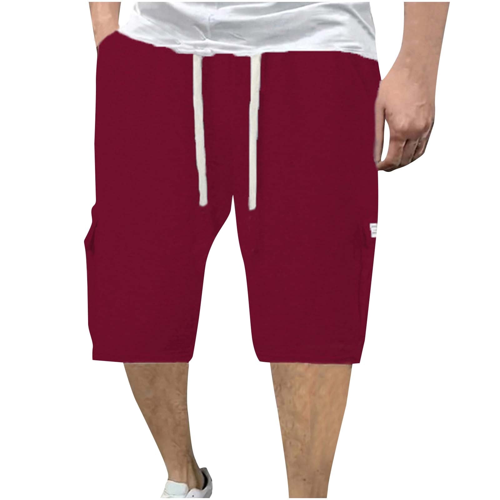 XDZJLR Mens Shorts Over The Knee Elasticated Pocket Slacks Knee