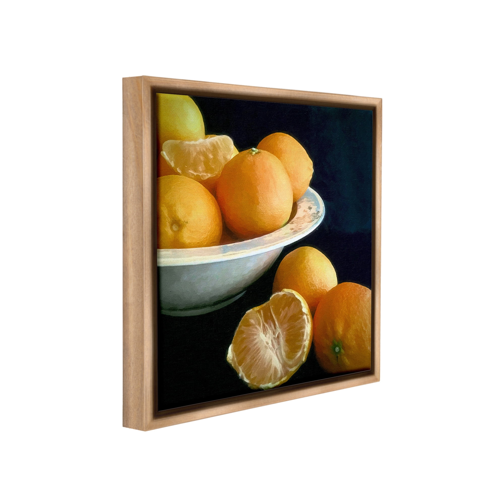 Stupell Industries Peeled Oranges Still Life Food & Beverage Painting Brown Floater Framed Canvas Art Print Wall Art, 25 x 25