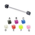 thumbnail image 1 of Industrial Long Straight Barbell With Acrylic Dice, 16 Ga,1 7/8" (48Mm) Long,Red - E, 1 of 1