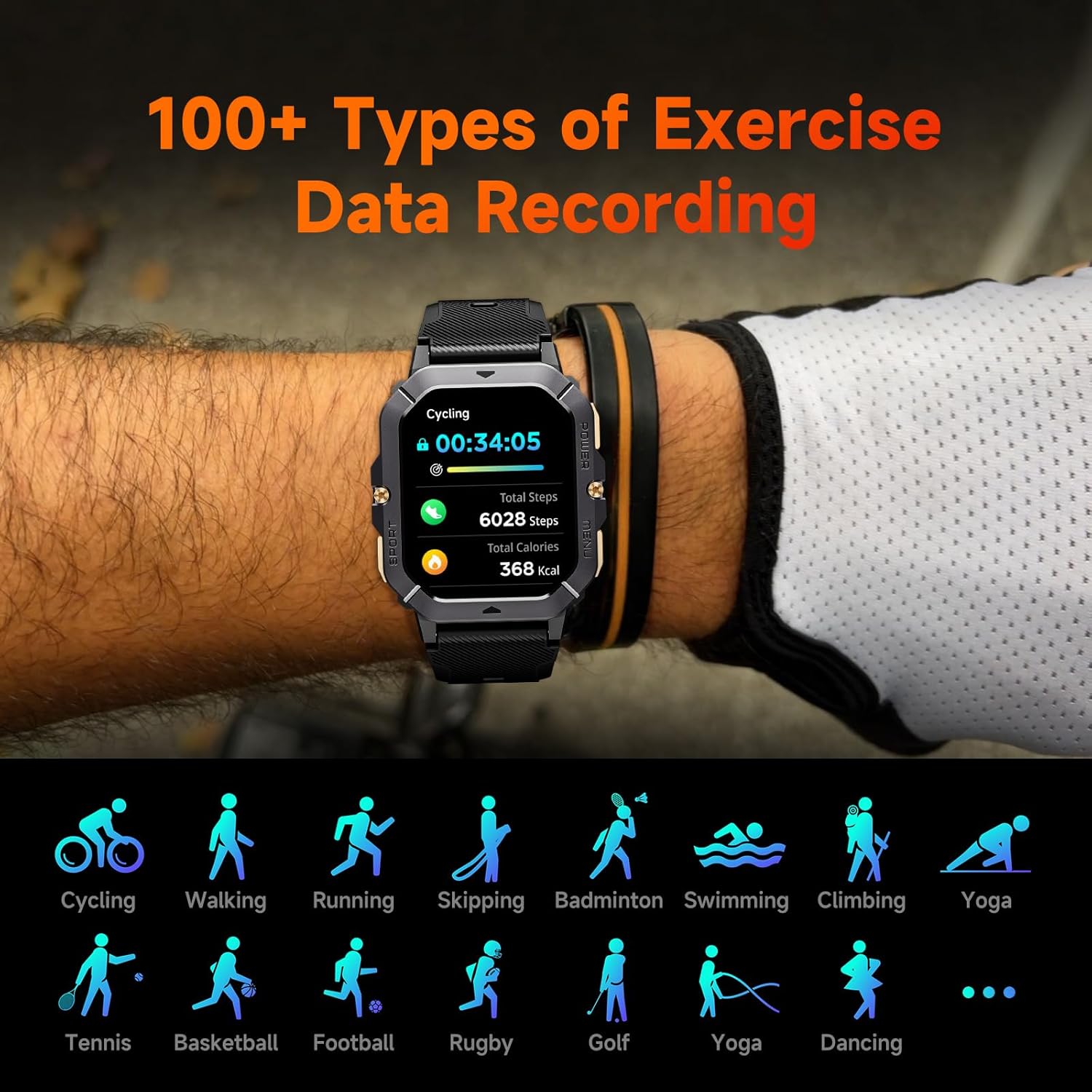 Smart Watch for Men, Waterproof Military Watch 2.02” HD Touchscreen Answer/Make Calls, Sport Fitness Activity Tracker with Heart Rate/Oxygen/Sleep Monitor/100+ Sports Modes