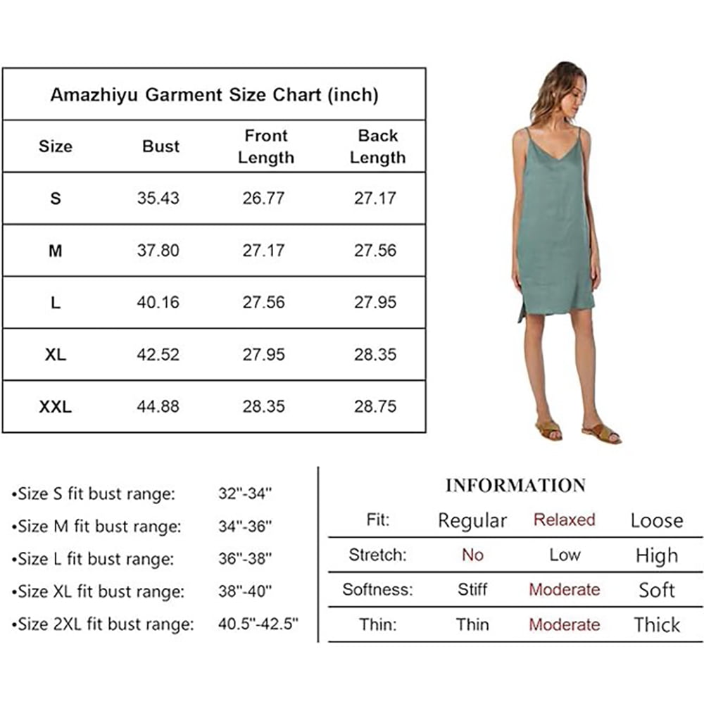 Amazhyu 100% Linen V Neck Spaghetti Strap Sleeveless Summer Causal Dresses with Slit for Women