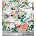 thumbnail image 1 of Soimoi White Rayon Fabric Begonia & Peony Floral Print Fabric by Yard 56 Inch Wide, 1 of 3