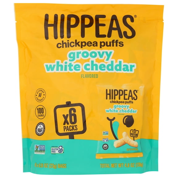 Pack of 12, Hippeas Groovy White Cheddar Chickpea Puffs, 0.8 oz