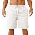 thumbnail image 4 of Uwinwear Men's Linen Shorts, Elastic Waist Drawstring Casual Summer Beach Golf Yoga Shorts with Pockets White 2XL, 4 of 4
