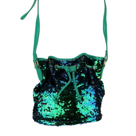 - Reversible Sequin Crossbody Cinch Top Bucket Bag