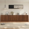 thumbnail image 5 of 59" Modern Fluted Sideboard Buffet Cabinet - 4-Door Storage Credenza with Mid-Century Design for Living Room, Kitchen & Dining Room in Walnut, 5 of 9