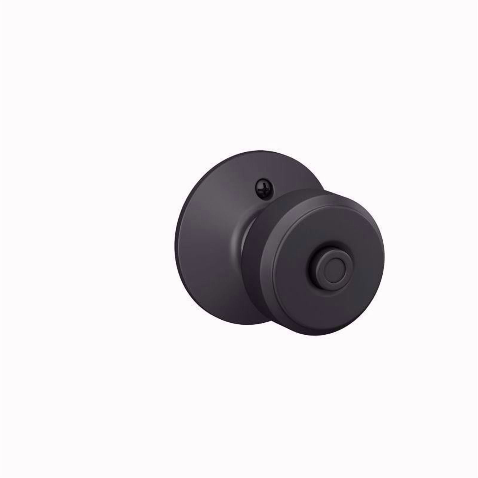 Schlage Bowery Bed and Bath Knob Antique Style - Privacy Door Knob - Matte Black, Right Hand — Residential Use, Standard Application