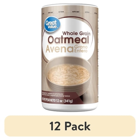 (12 pack) Great Value Wholegrain Oats Instant Hot Cereal, 16 oz