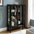 thumbnail image 5 of S-HOME Black Glass Curio Cabinet with Adjustable Shelves and Lighted Display for Showcasing Treasures in Any Room, 5 of 21