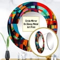 thumbnail image 3 of Designart "Dynamic Orange Forces in Motion" Modern Geometric Orange Large Round Mirror - Round Bedroom Mirror Wall Decor - Modern Round Printed Mirror - 36" x 36", 3 of 6