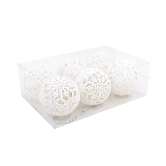 6Pcs Glittering Hollow Christmas Ball Ornament 55mm Shatterproof Decorative Baubles For Christmas Tree Decorations