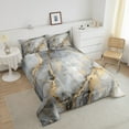thumbnail image 4 of Grey Gold Marble Bedding Set Twin Size For Women Men,Abstract Marble Texture Comforter Sets Bronzing Sequins Marbling Down Comforter,Gray Retro Marble Art Bed Set, 4 of 7