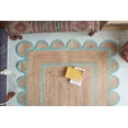 thumbnail image 3 of Area Rug Natural Jute Hand Braided Rug Turquoise Scalloped Runner, 3 of 8