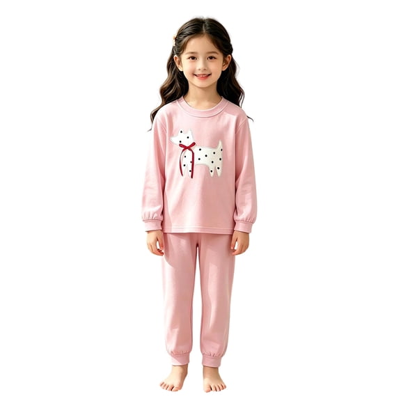 SJLDQY Girls Pajama Sets Long Sleeve Cute Puppy Graphic Shirts Pants 2 Piece Pj Sets Autumn Sleepwear Cozy Comfy Loungewear Sets