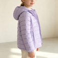 thumbnail image 5 of AUDeals Boys Girls Packable Puffer Jacket, Kids Hooded Lightweight Coat with Storage Bag, Warm Windproof Polyester Outerwear (Light Violet, 18-24 Months), 5 of 8