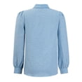thumbnail image 6 of Xunmmm Women's Long Sleeve Plaid Blouse with Bow Loose Top Cute Casual Shirt Spring Outfit Fall Blue, 6 of 7