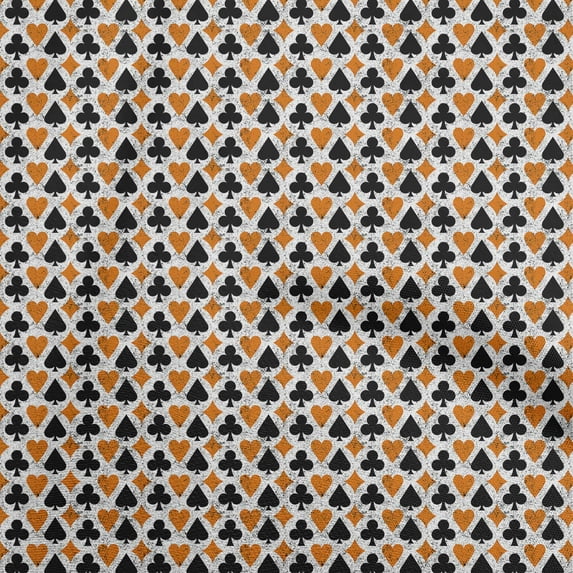 oneOone Cotton Poplin Twill Orange Fabric Poker Card Diy Clothing Quilting Fabric Print Fabric By Yard 56 Inch Wide