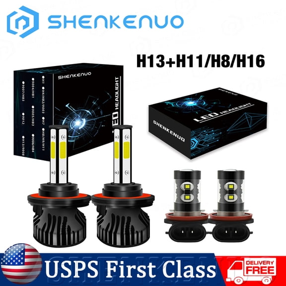 For Ford Mustang 2005-2012,9008 High/Low Beam LED Headlight Bulbs   H11 LED Fog Light Bulbs,Pack of 4