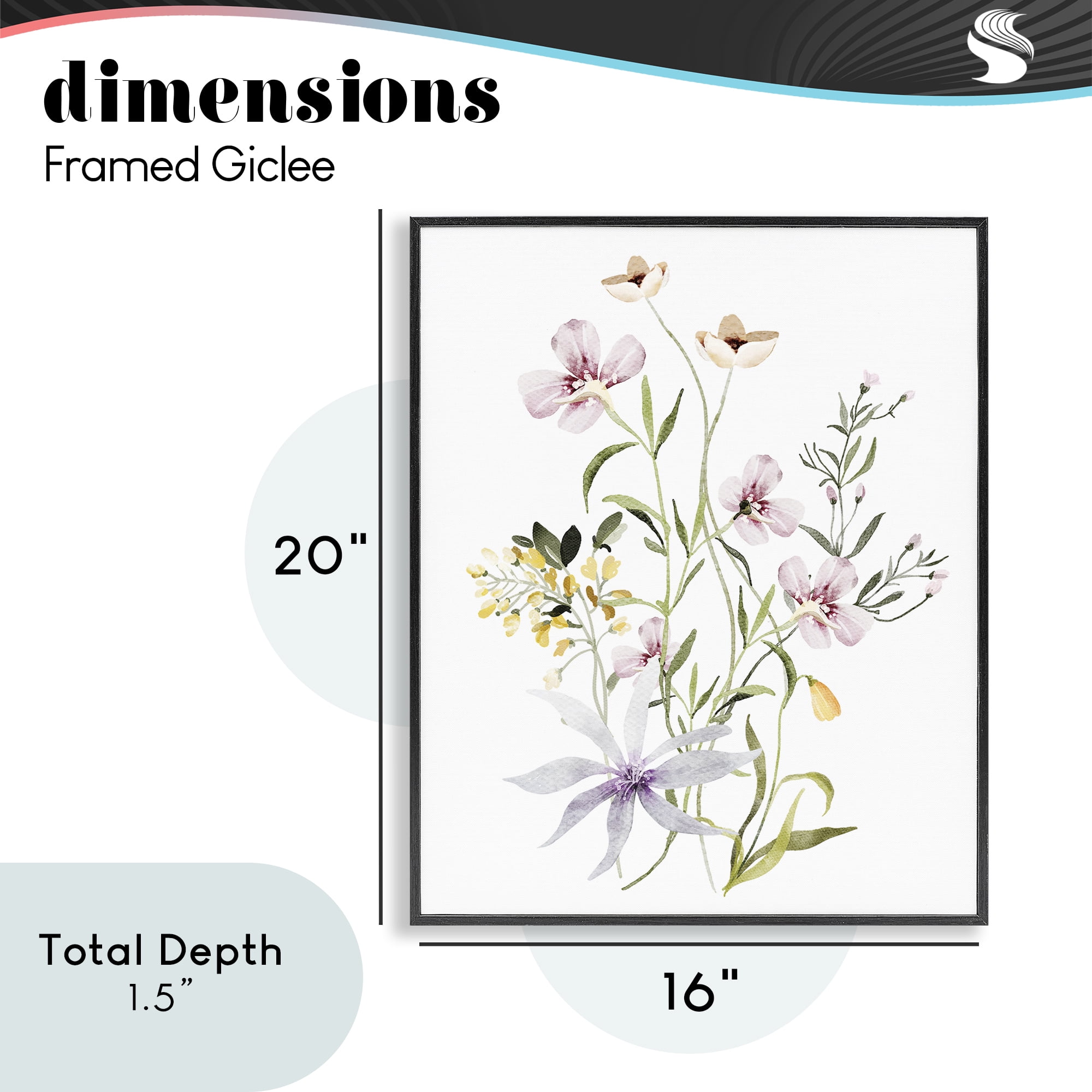 Floral Foliage Bundle Black Framed Giclee Art, design by Lettered and Lined