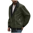 thumbnail image 2 of DAFPZW Men's Vintage Color Block Motorcycle Jacket Lapel Collar Winter Casual Outerwear Zip Up Outdoor Sports Coat, 2 of 9