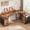 65"Rustic Brown, variant on Satifur 65 Inch Reversible L Shaped Computer Desk with LED Lights & Outlets, Office Desk with 3 Drawers & 1 File Cabinet, Rustic Brown