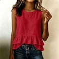 thumbnail image 2 of Jerdar Womens Sleeveless Pullover Summer Crew Neck Tank Top Babydoll Peplum Ruffle Ribbed Knit Casual Sweater Vest XXL, 2 of 8