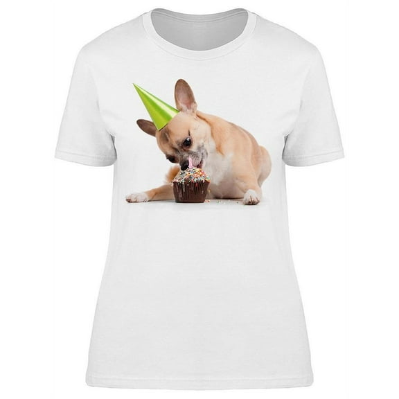 Chihuahua Eating A Cupcake T-Shirt Women -Image by Shutterstock, Female XX-Large