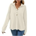 thumbnail image 2 of Oversized Sweatshirt for Women Casual Long Sleeve Button V-Neck Pullovers Loose Fit Pullover Tops, 2 of 8