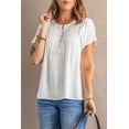 thumbnail image 4 of Women's White Crochet Eyelet Short Sleeves Top, 4 of 20