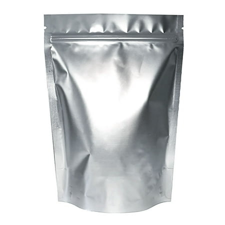 50 PCS Aspire Silver Foil Stand Up Pouch Bags, Mylar Zip lock Pouch Bags w/ Notch, FDA Compliant-6.75 x 9.5 x 3 inch/8