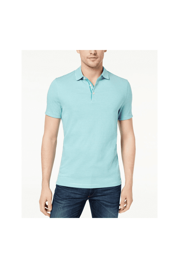 Men's Striped Cotton Polo Shirt-M-L