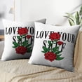 thumbnail image 4 of LALILO Throw Pillow Covers With Roses Shirt Graphic Tee Amp Tee Shirt Cushion Cover 18" x 18", 2 Pack, 4 of 6
