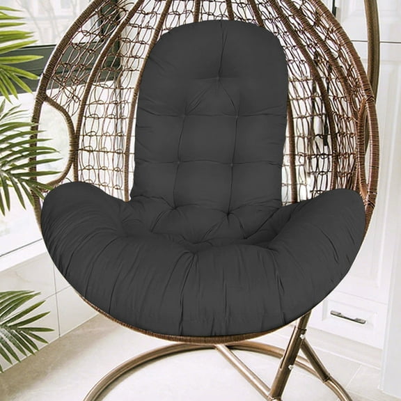 Tunhigl Egg Chair Cushion - Basket Swing Pad, Breathable Polyester, Non-Slip Bottom, UV-Resistant, Zipper Washable, Indoor/Outdoor Patio Garden Chair Accessory Black