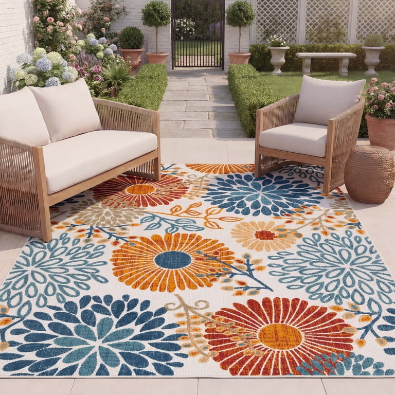 Safavieh Cabana Garnet Cream/Red 8'X10' Indoor/Outdoor Area Rug