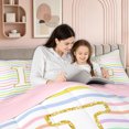 thumbnail image 4 of meiyoeat Glitter L Initial Full Size Bedding Sets for Girls Kids, Rainbow Stripe Monogram Full Size Bed in a Bag, Gold Pastel, Pink Reversible, 7pcs, 4 of 6