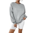thumbnail image 2 of Sudaderas de Gran Tamaño para Mujer, Sudaderas con Capucha de Forro con Cuello Redondo, Blusas Casuales, Ropa Cómoda de Otoño e Invierno Gris L, 2 of 10