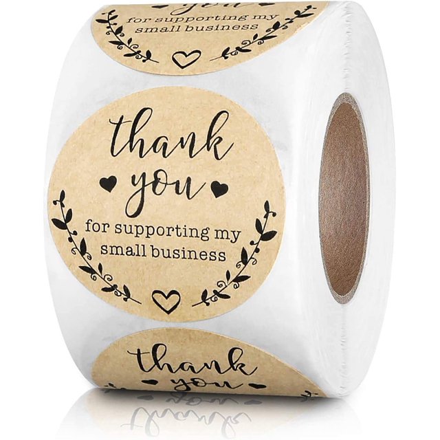 HLONK 2'' Thank You for Supporting My Small Business Stickers Kraft Labels Custom Sticker for Bakeries Crafters & Small Business Owners 500 Labels Per Roll
