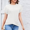 thumbnail image 4 of Timegard Womens Tops V Neck Short Sleeve Loose Blouse Summer Solid Color Casual Comfy Tops Basic Tee, 4 of 5