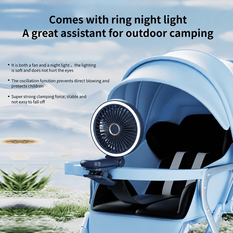 Amybaby 9000mAh Oscillating Desk Fan, 4 Speeds, LED photo 5