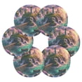 thumbnail image 2 of Haosy Set of 6 Drink Woven Coaster with Holder Heat Resistant Non-Slip Bar Coasters 4 Inches Lighthouse on Island and Bridge, 2 of 7