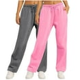 thumbnail image 3 of 2 Pack Wide Leg Sweatpants For Women Casual Sanitary Loose Sports Solid Color Joggers Pants S-2XL, 3 of 7