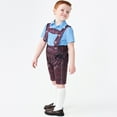 thumbnail image 6 of IBTOM CASTLE Kids Boys Oktoberfest Clothes German Bavarian Lederhosen Shorts with Plaid Shirt Socks Halloween Cosplay Beer Festival Dress up Outfit, 6 of 7