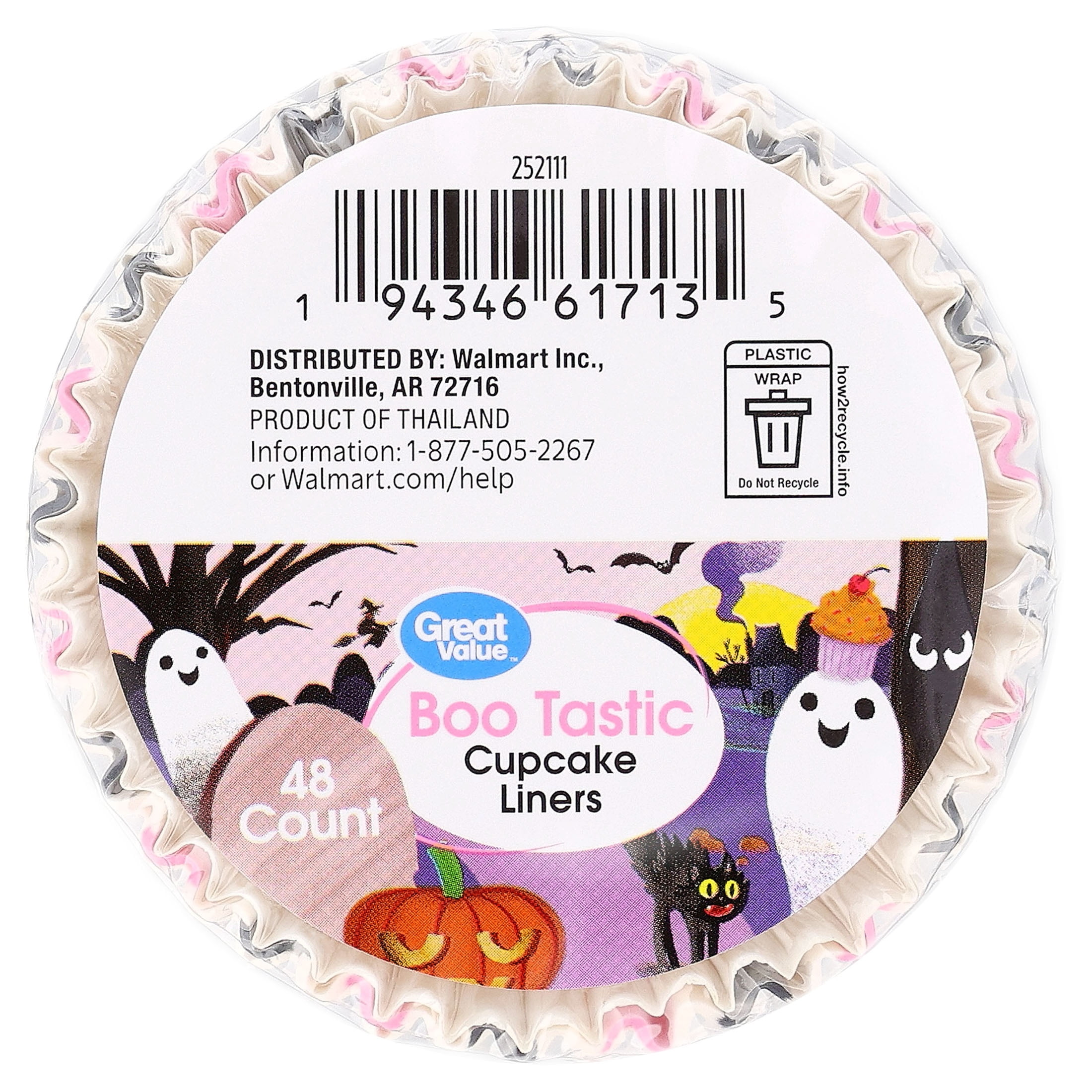 Great Value Boo Tastic Cupcake Liners, 48 Count