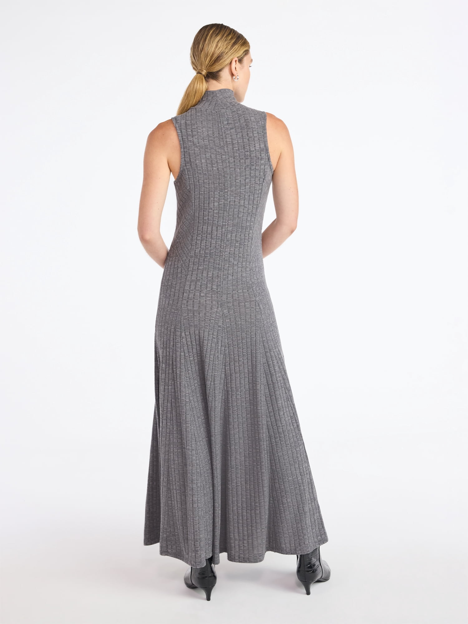 Scoop Women's and Women's Plus Rib Knit Seamed Maxi Dress, Sizes XS-4X