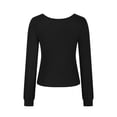 thumbnail image 4 of Womens Square Neck Tops, Long Sleeve Shirts for Women Fall Casual Slimming Fit Solid Color Cropped T-Shirts, 4 of 4