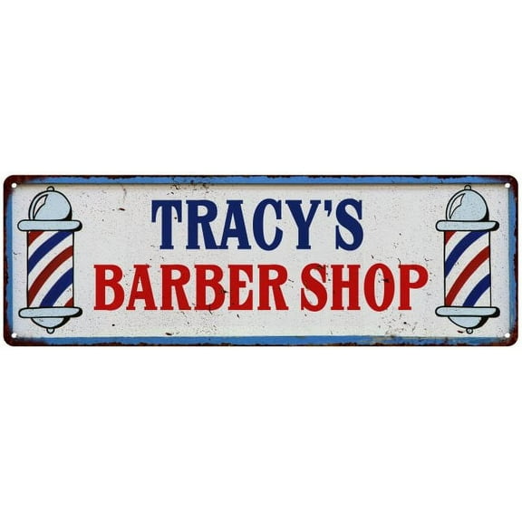 TRACY'S Barber Shop Hair Salon Metal Sign Retro 6x18 106180031472