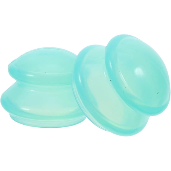 2pcs Green No-fire Silicone Cupping Cups Size 2 for Body Massage and Wellness