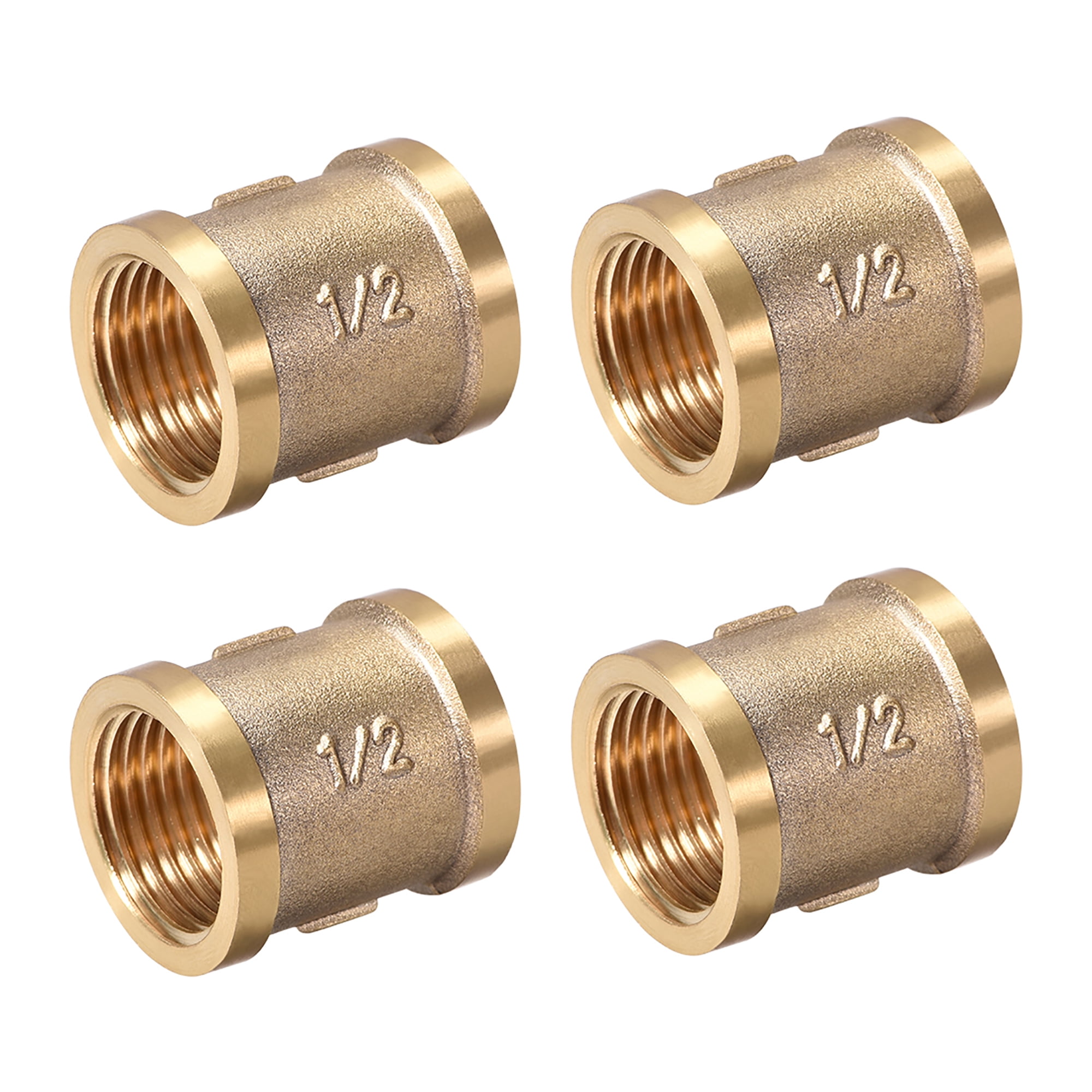 Brass Cast Pipe Fittings Coupling 1/2 x 1/2 G Female Thread Gold Tone 4