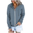 thumbnail image 2 of Cardigan de Mode pour Femmes Ample à Capuche Imprimé Manches Longues Hauts Décontractés, 2 of 7