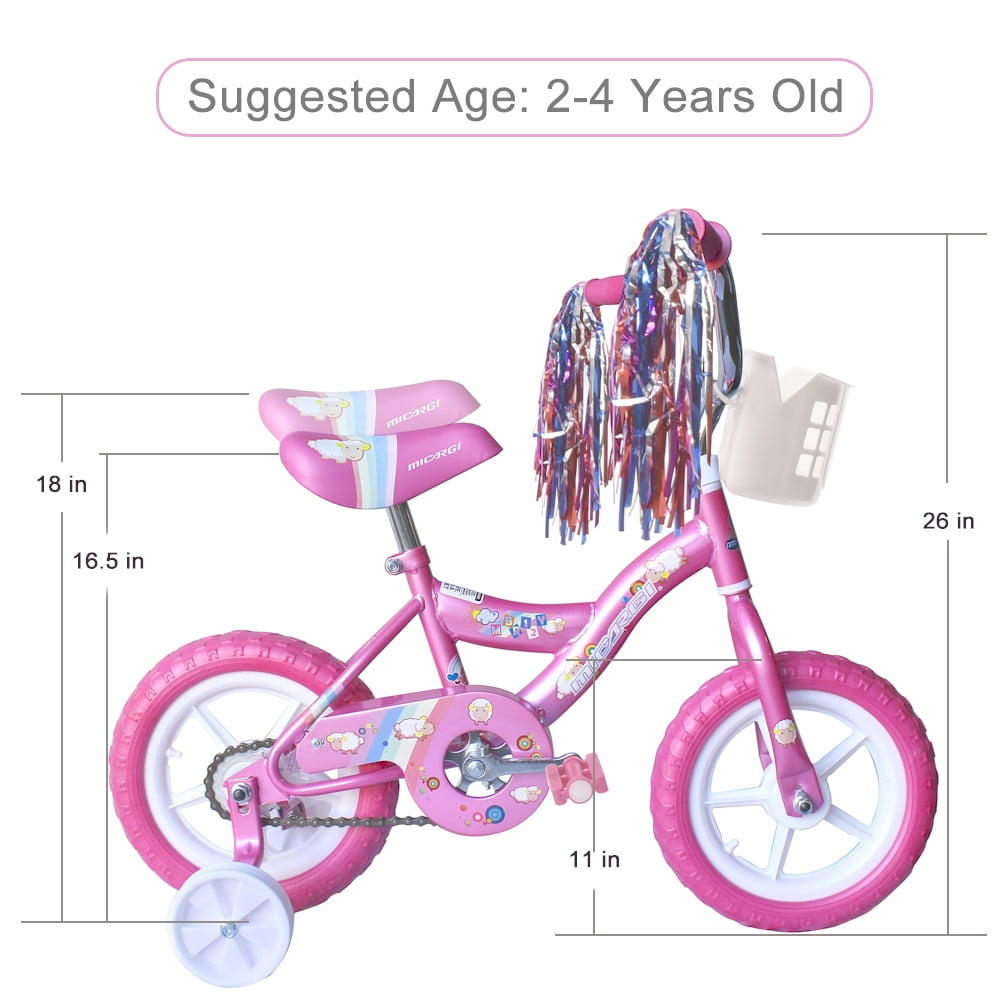 USToyOutlet 12" Kid's Beginner Bicycle for 2-4 Years Old Boys' and Girls' Bike Foam Tire for Indoor Use No Brake + Doll Seat - Pink